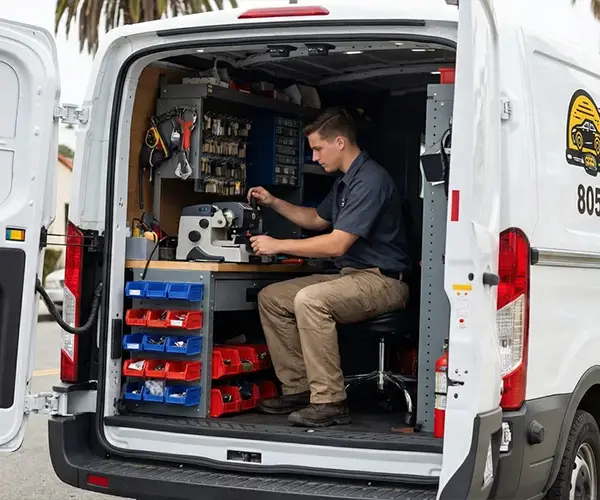 EZ Car Keyz technician cutting a car key on location