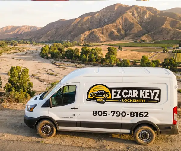 EZ Car Keyz mobile locksmith van at a job site
