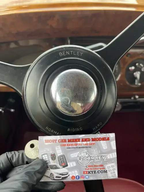 Bentley Push To Start Key Fob On Compact Car Steering Wheel - EZ Car Keyz Simi Hills, Simi Valley