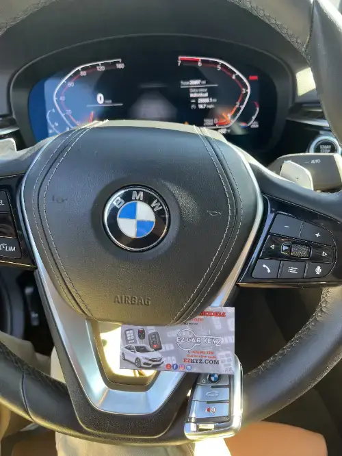 Bmw Push To Start Key Fob On Truck Steering Wheel - EZ Car Keyz Via Real Corridor, Carpinteria