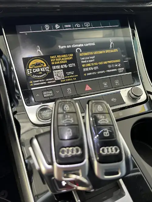 Mercedes Push To Start Key Fob On Family Car Dashboard Display Area - EZ Car Keyz Downtown El Cajon, El Cajon