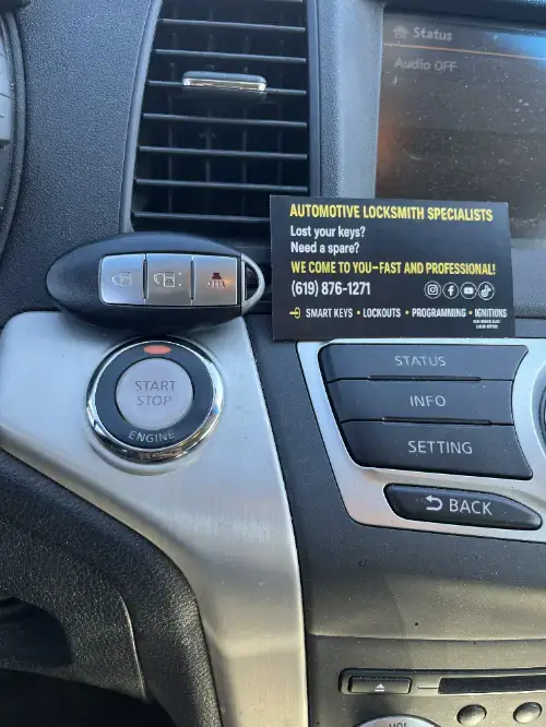 Nissan Remote Head Key In Suv Center Console - EZ Car Keyz Carmel Valley, Del Mar
