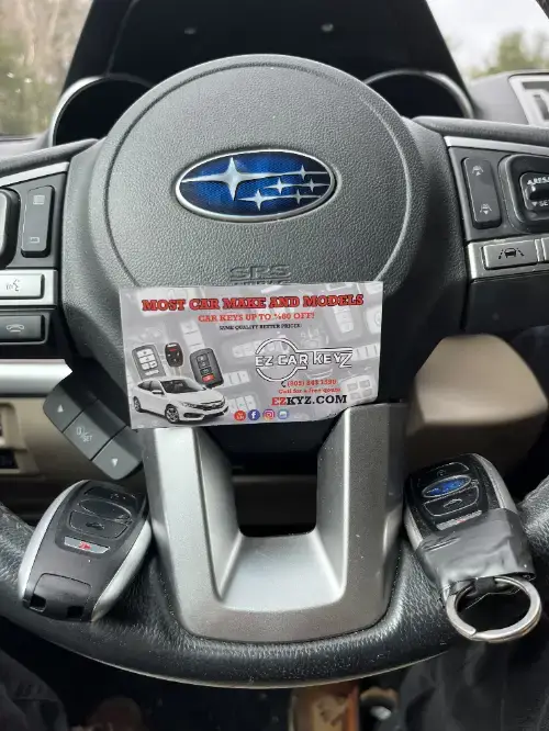 Subaru Transponder Key On Compact Car Steering Wheel Column - EZ Car Keyz Peutz Valley, Alpine