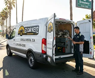EZ Car Keyz mobile van at Otay Ranch Town Center in Chula Vista