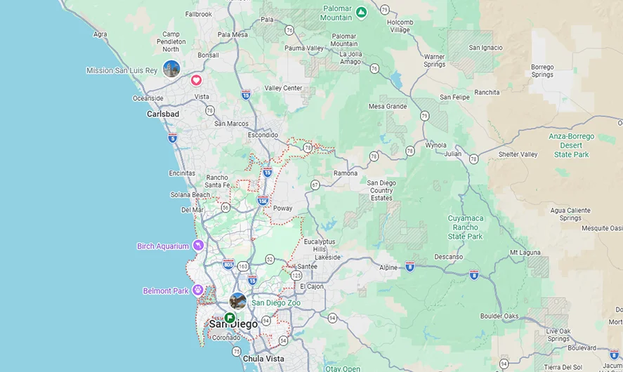 EZ Car Keyz San Diego service area map