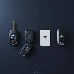 Subaru Outback, Toyota 4Runner, Tesla, and BMW keys - Encinitas surf and coastal driveway mix
