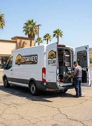 EZ Car Keyz mobile van at the Safari Park hilltop lot in Escondido