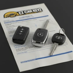 Mercedes and Toyota keys with a used car contract - Baldwin Auto Sales and All German Auto in Escondido