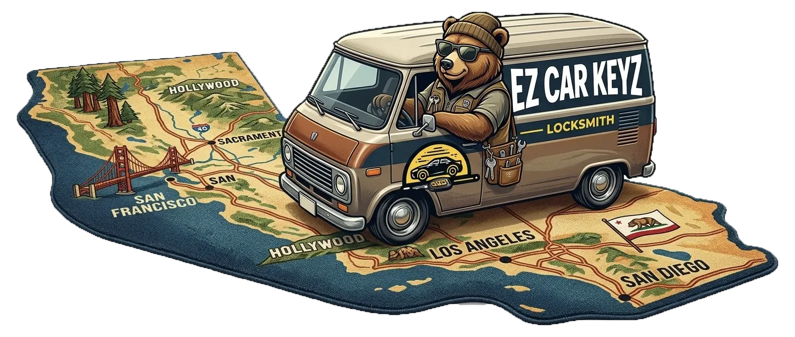 EZ Car Keyz California bear mascot
