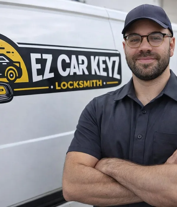EZ Car Keyz mobile automotive locksmith with branded service van in Southern California