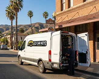 EZ Car Keyz mobile van on Central Avenue in Fillmore
