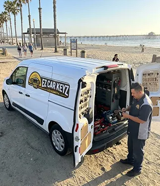 EZ Car Keyz mobile van at the Imperial Beach Pier