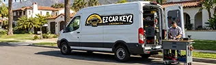 EZ Car Keyz mobile van on Coast Village Road in Montecito