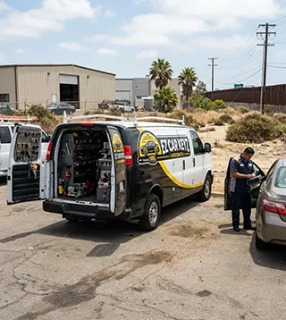 EZ Car Keyz mobile van at the Otay Mesa Port of Entry