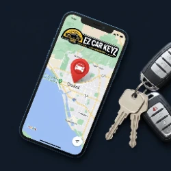 Phone with Oxnard map pin and car keys - EZ Car Keyz mobile locksmith coverage
