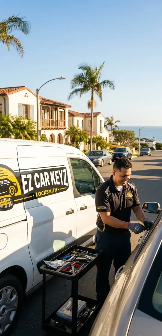 EZ Car Keyz mobile locksmith van on-site in Oxnard