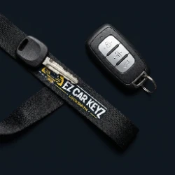 Workplace lanyard with a smart key at an Oxnard employer parking lot