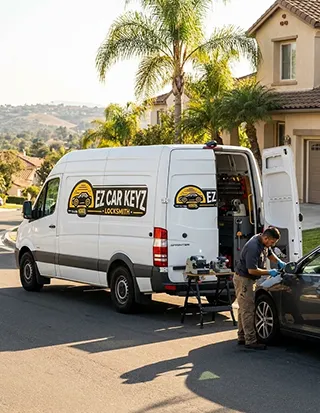 EZ Car Keyz mobile van at the RB Business Park in Rancho Bernardo