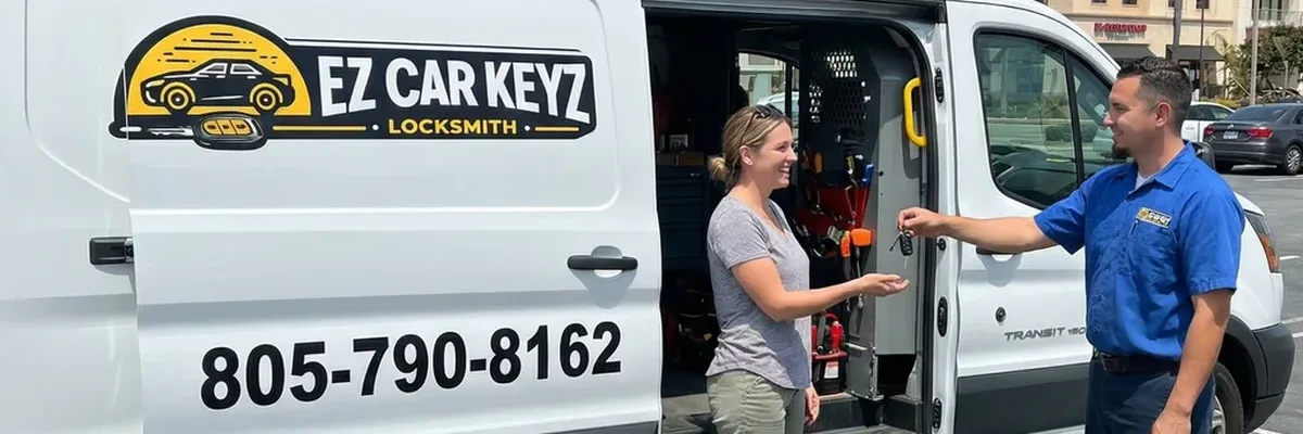 EZ Car Keyz locksmith with satisfied customer in Camarillo