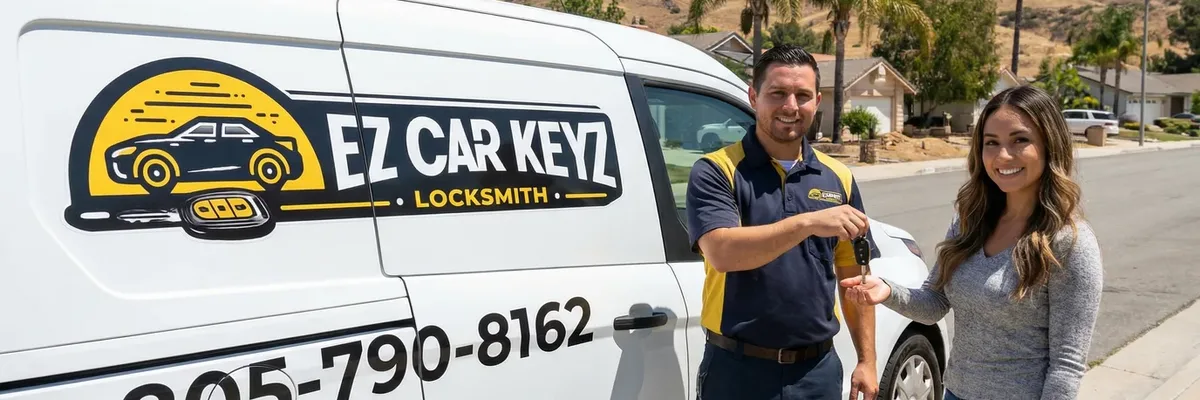 EZ Car Keyz locksmith with satisfied customer in Carpinteria