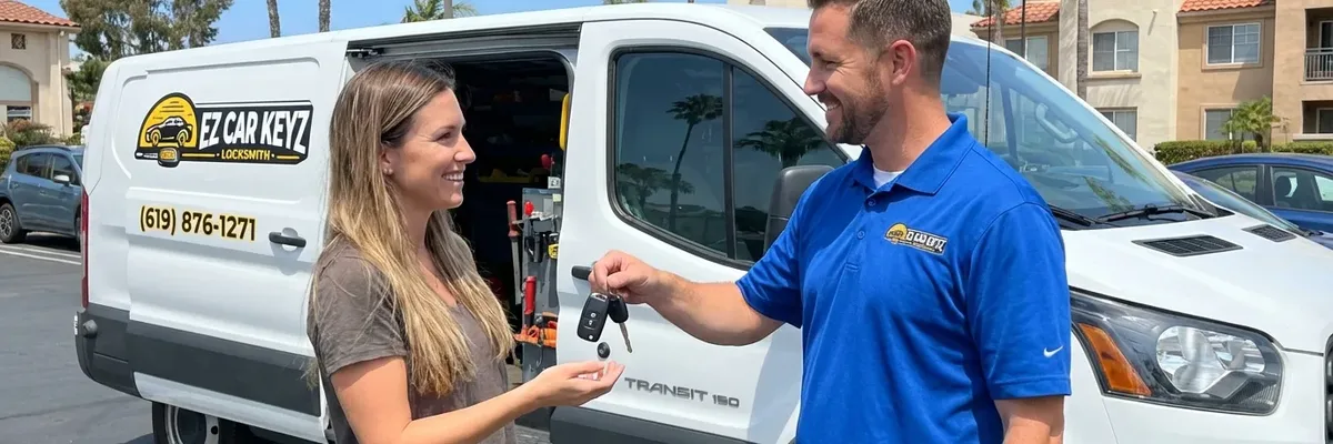 EZ Car Keyz locksmith with satisfied customer in Escondido