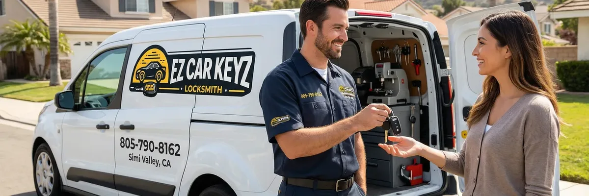 EZ Car Keyz locksmith with satisfied customer in Goleta