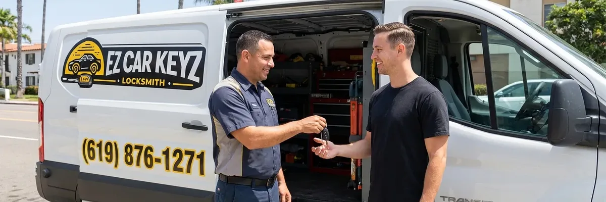 EZ Car Keyz locksmith with satisfied customer in Imperial Beach
