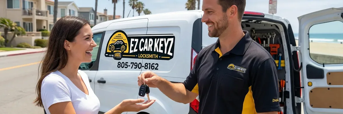 EZ Car Keyz locksmith with satisfied customer in Port Hueneme