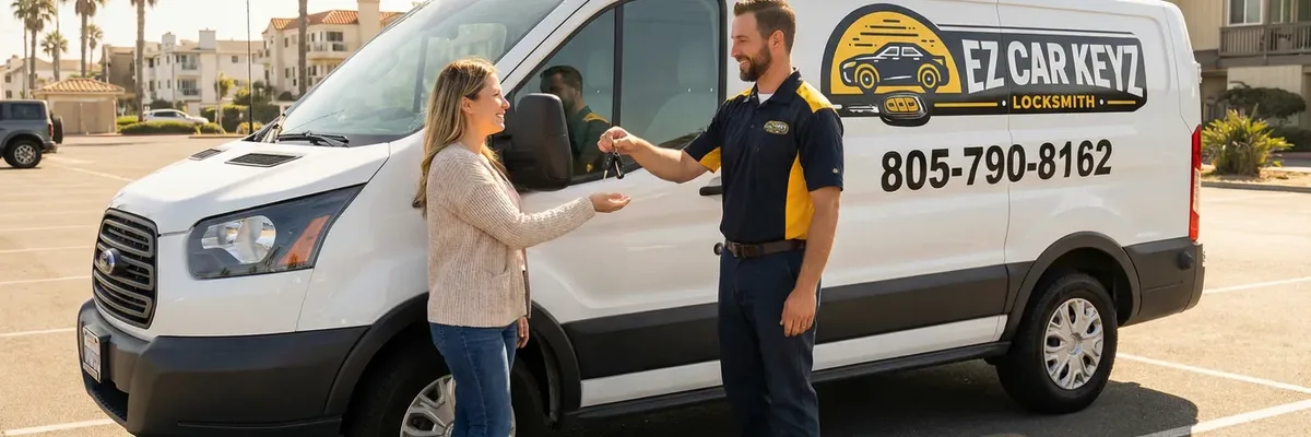 EZ Car Keyz locksmith with satisfied customer in Simi Valley