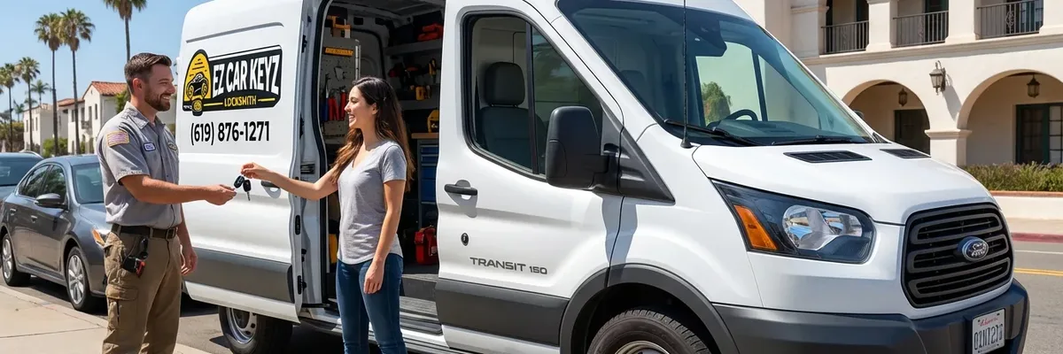 EZ Car Keyz locksmith with satisfied customer in Solana Beach