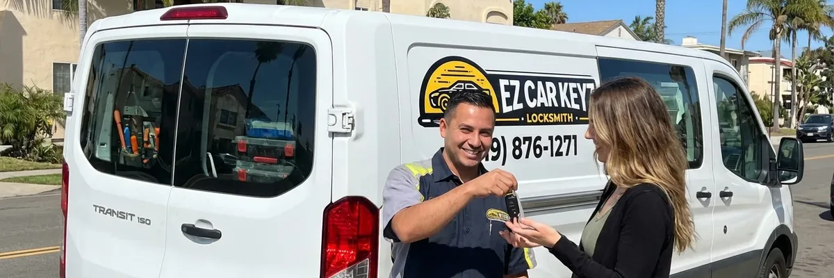 EZ Car Keyz locksmith with satisfied customer in Spring Valley