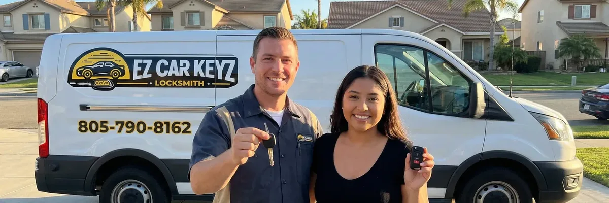 EZ Car Keyz locksmith with satisfied customer in Thousand Oaks
