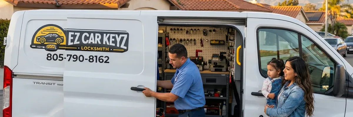 EZ Car Keyz locksmith with satisfied customer in Ventura