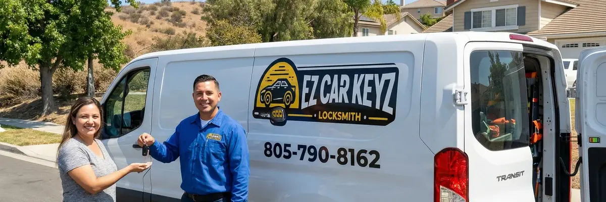EZ Car Keyz locksmith with satisfied customer in Westlake Village