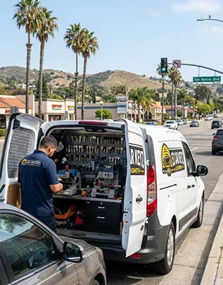EZ Car Keyz mobile van on San Marcos Blvd near CSUSM