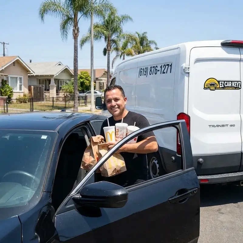Happy customer after car key replacement service in Encanto, San Diego