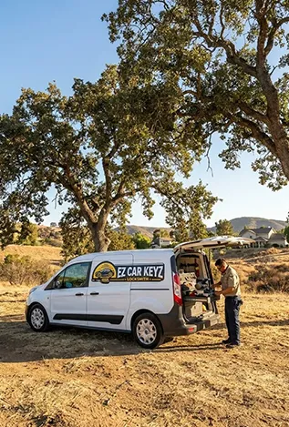 EZ Car Keyz mobile van at the Ronald Reagan Presidential Library hilltop lot in Simi Valley