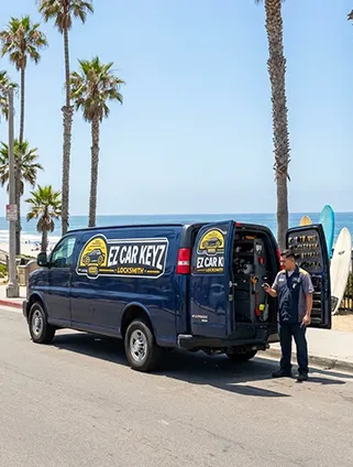 EZ Car Keyz mobile van at Fletcher Cove Beach Park in Solana Beach