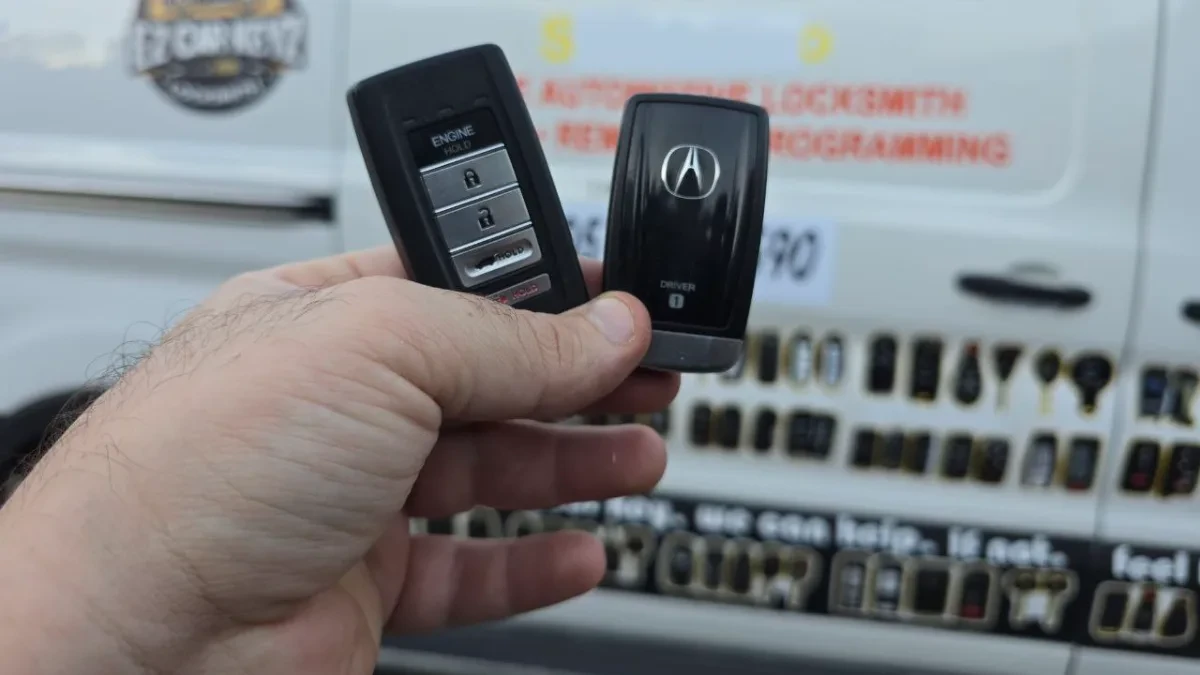Insured mobile locksmith working on 2010 Acura RDX in Lemon Grove CA