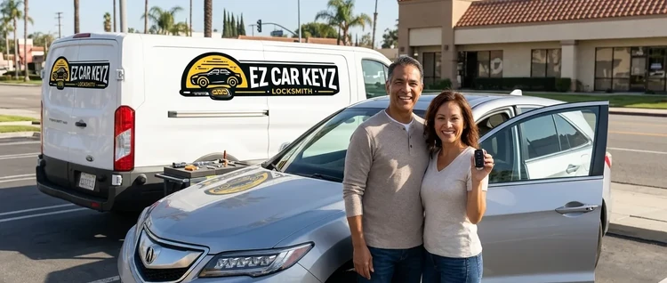 Happy customers with their replacement Acura RDX car key from EZ Car Keyz in San Diego County