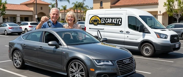 Happy customers with their replacement Audi A7 car key from EZ Car Keyz in San Diego County