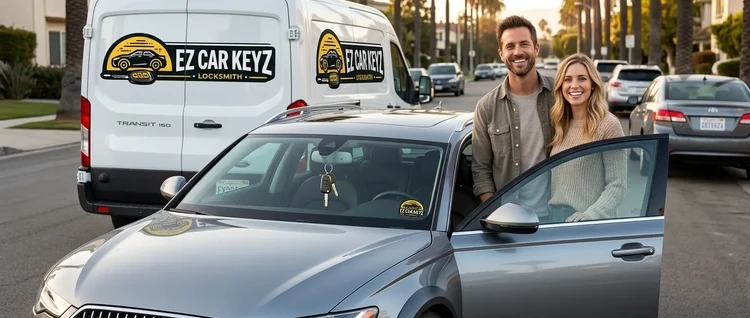 Happy customers with their replacement Audi Allroad car key from EZ Car Keyz in San Diego County