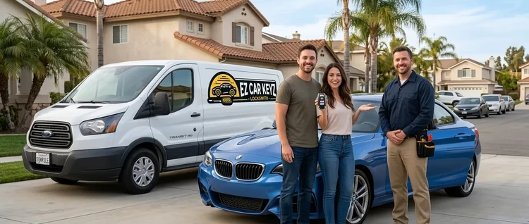 Happy customers with their replacement BMW 2 Series car key from EZ Car Keyz in San Diego County