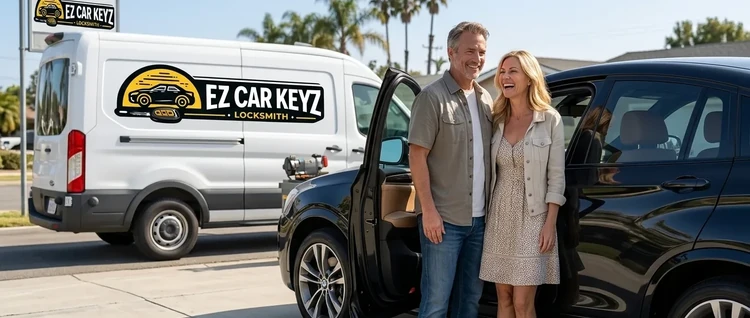 Happy customers with their replacement BMW X4 car key from EZ Car Keyz in San Diego County