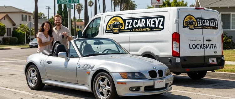 Happy customers with their replacement BMW Z3 car key from EZ Car Keyz in San Diego County