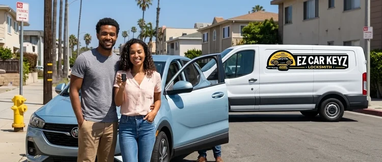 Happy customers with their replacement Buick Encore Gx car key from EZ Car Keyz in San Diego County