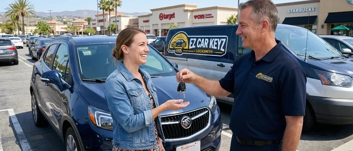 Customer with a replacement Buick Encore car key from EZ Car Keyz in San Diego County