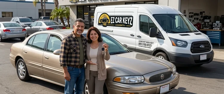 Happy customers with their replacement Buick Lesabre car key from EZ Car Keyz in San Diego County