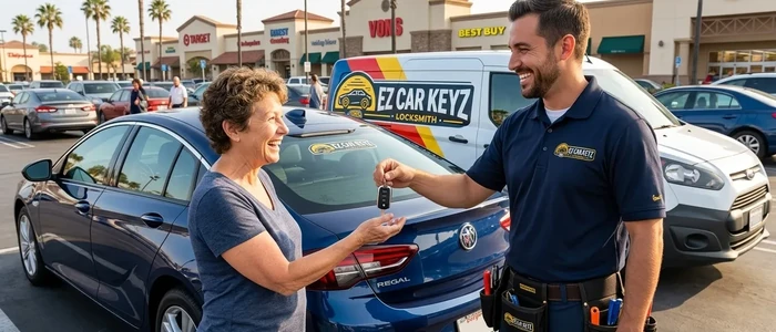 Customer with a replacement Buick Regal car key from EZ Car Keyz in San Diego County