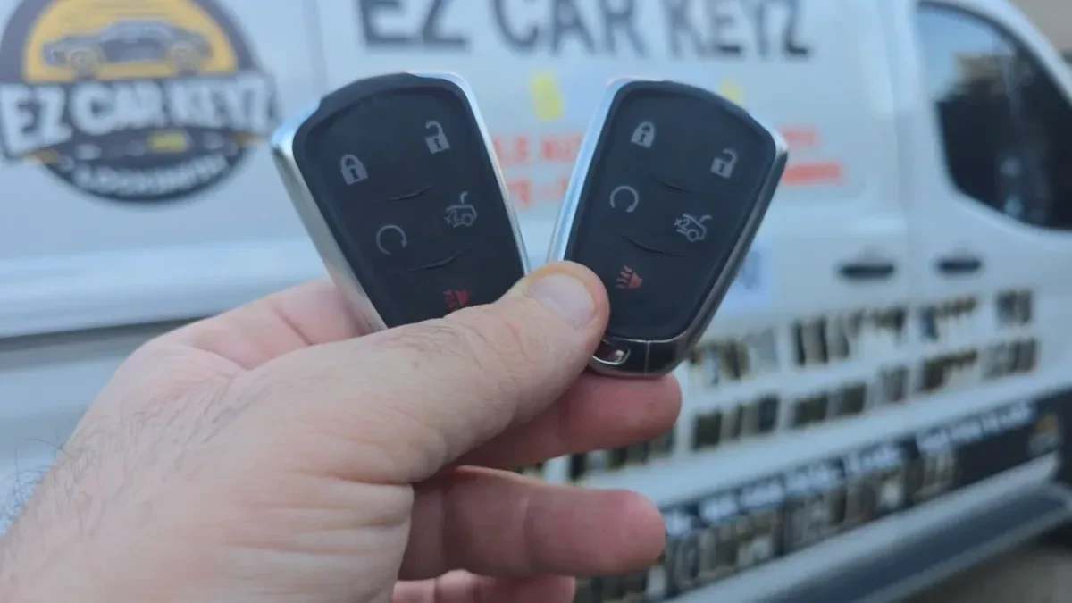 Insured mobile locksmith working on 2004 Cadillac CTS in Carlsbad CA